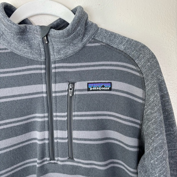Patagonia Striped Better Sweater 1/4 Zip Pullover Gray Stripe Men’s Size Medium - Picture 2 of 5